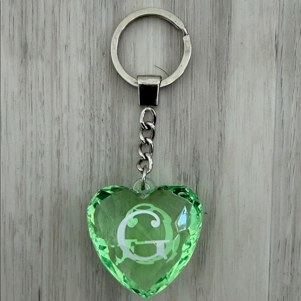 Green Heart-Shaped Initial “G” Keychain